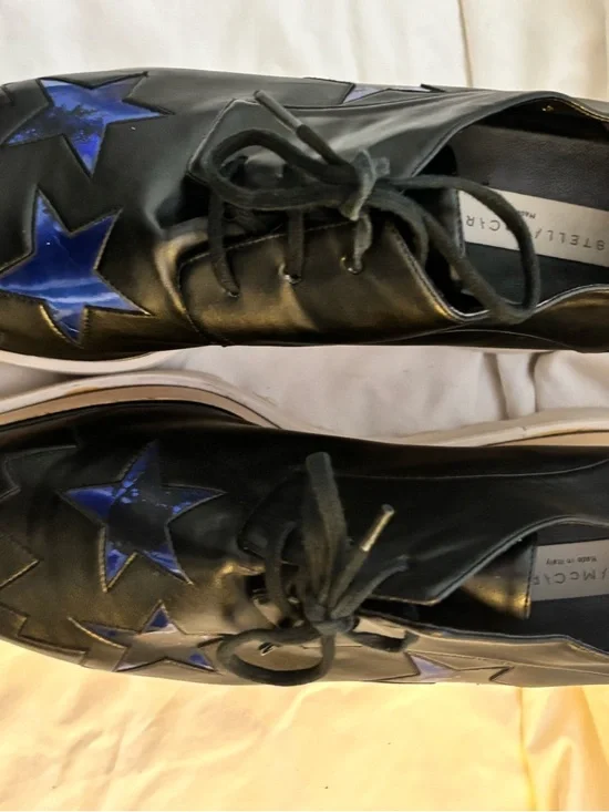 Stella McCartney Eylse Women's Black Platform Lace-Up Shoes with Blue Stars - Picture 2 of 5